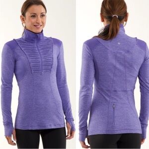 Lululemon Run Your Heart Out Purple Striped Pullover